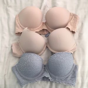 Aerie Bra Bundle- 32B- strapless- nude- lace